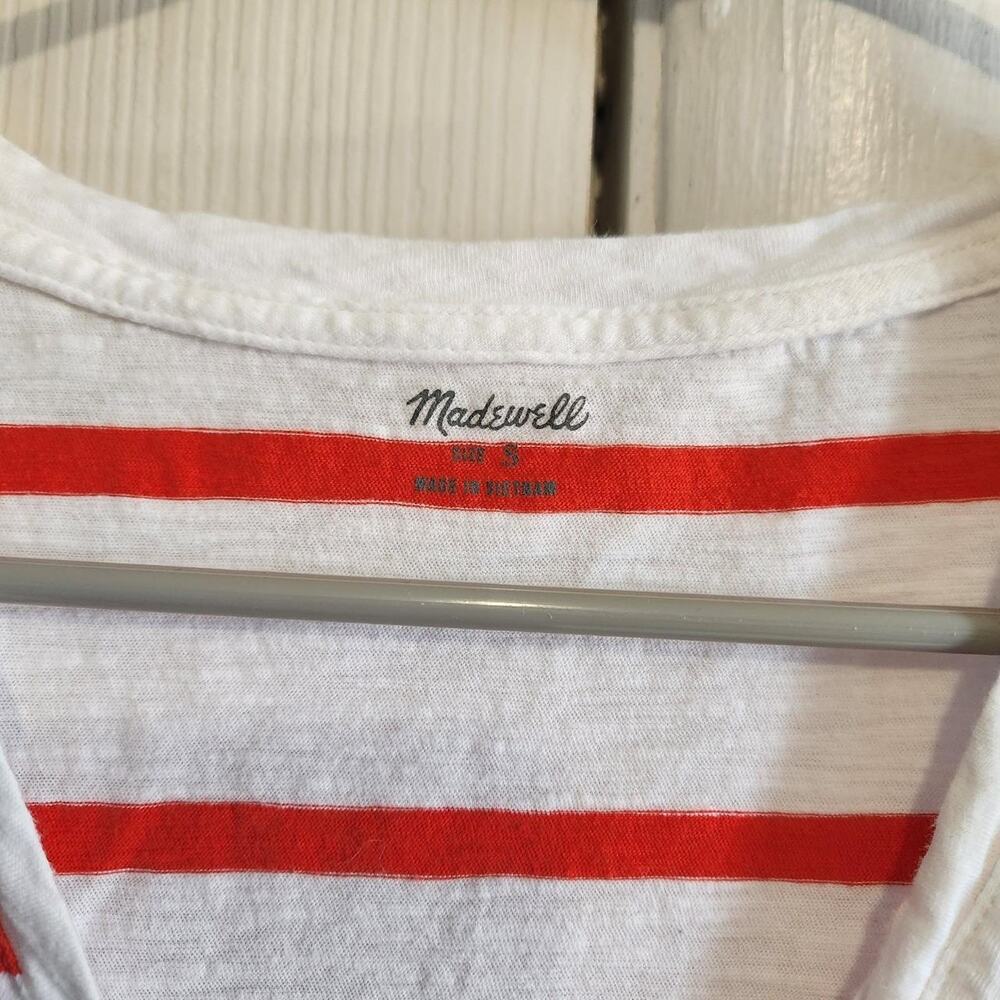 Madewell white and red striped tank top with pocket , summer lite - Picture 3 of 5